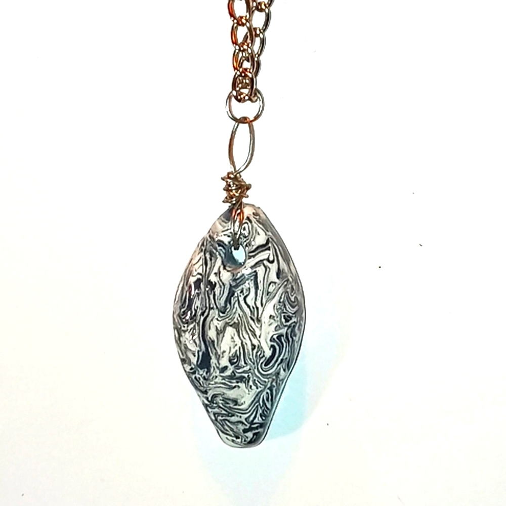 Statement Pendant-Black and White Swirl